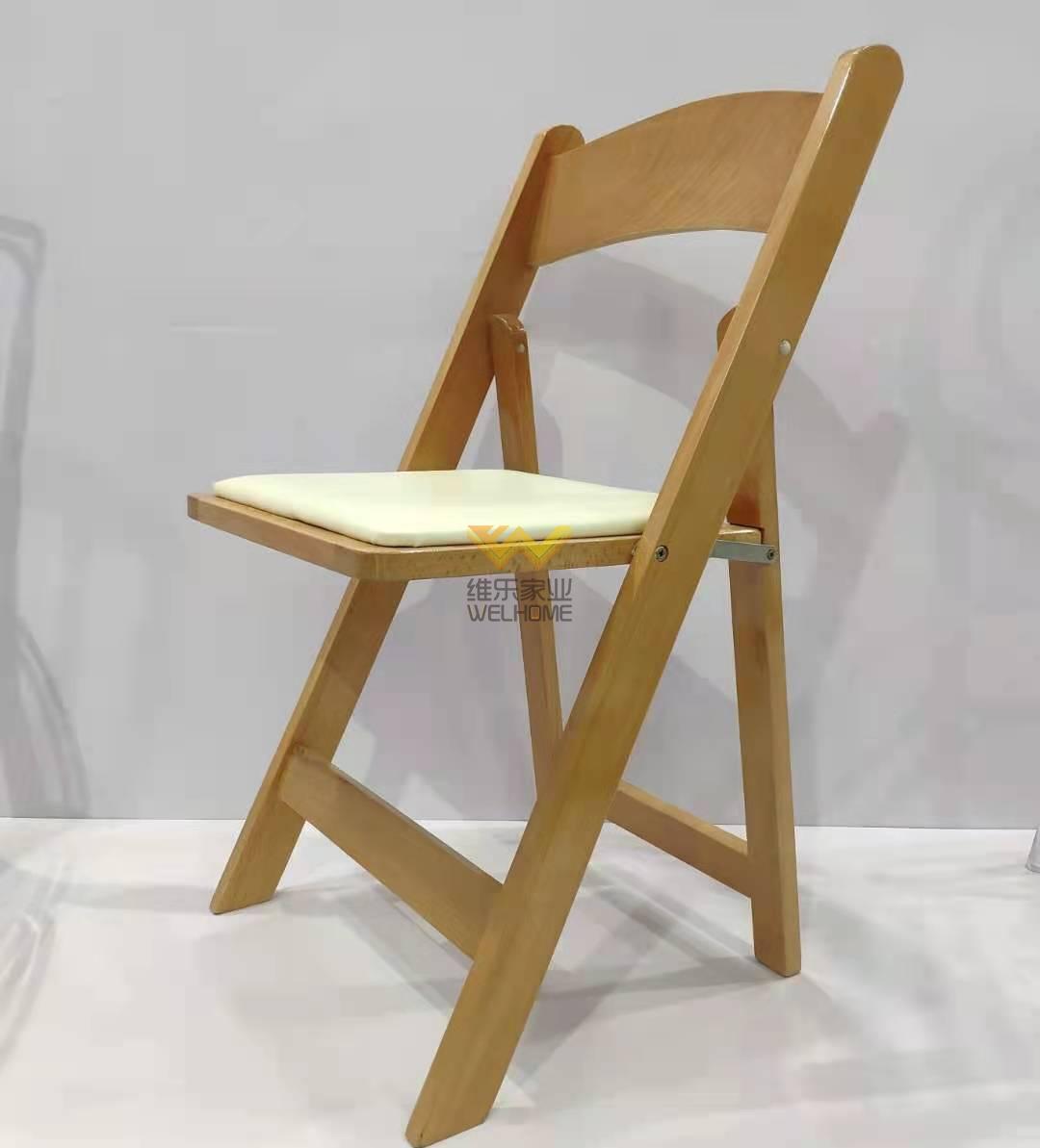 High quality solid beech wood folding chair for rental